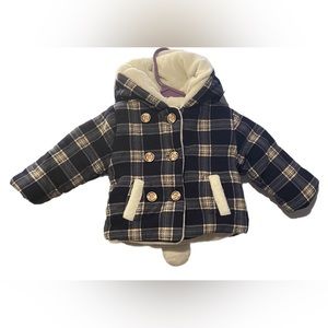 Capreze Child’s Fuzzy Fleece Coat Thick w/Pockets 6-9 Months Blue White